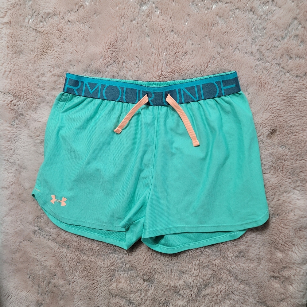 Under Armour Green Athletic Shorts Lightweight Elastic Waist. size YLG,It fits i